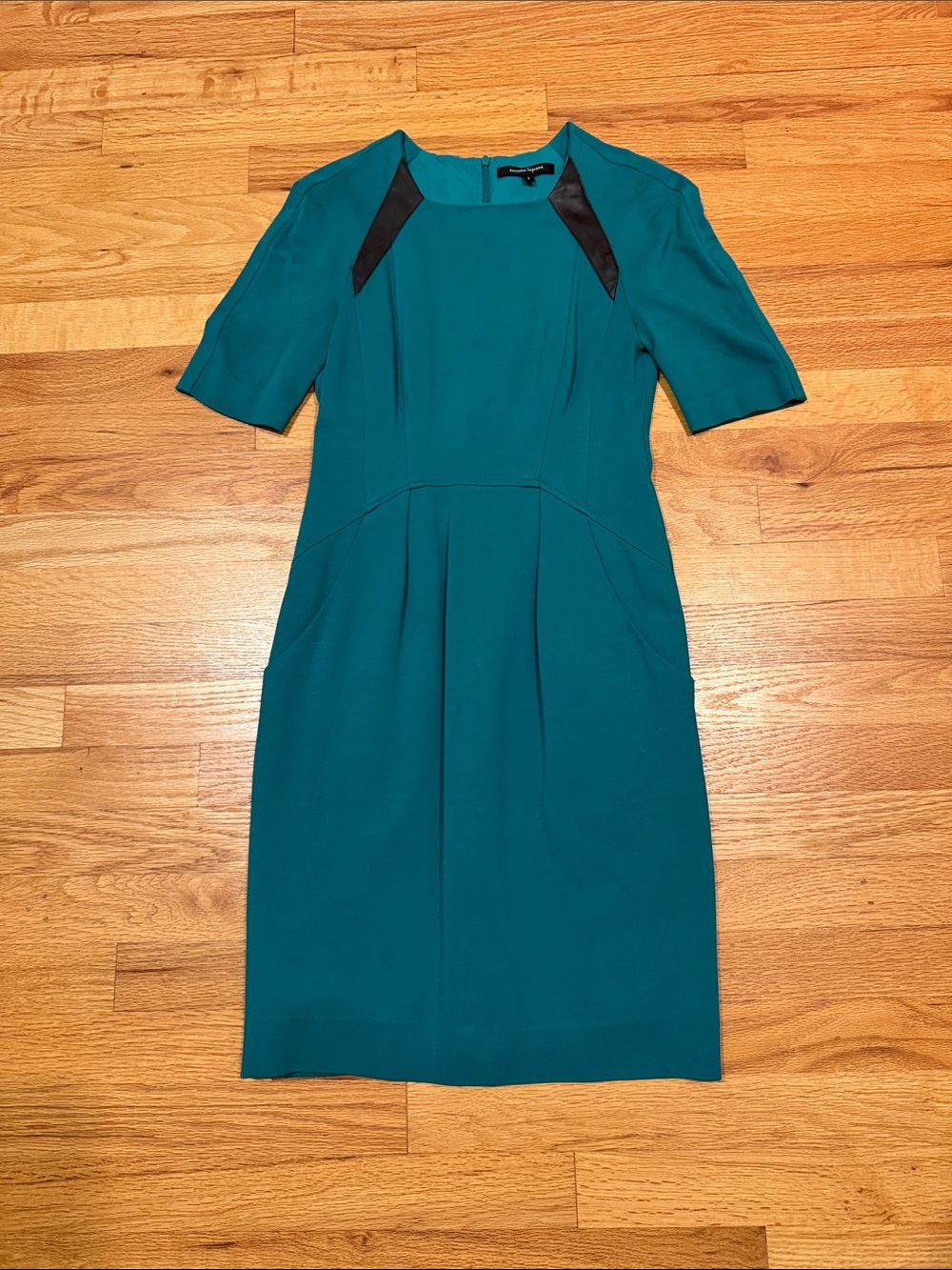 Nanette Lepore Teal Midi Dress with Black Trim